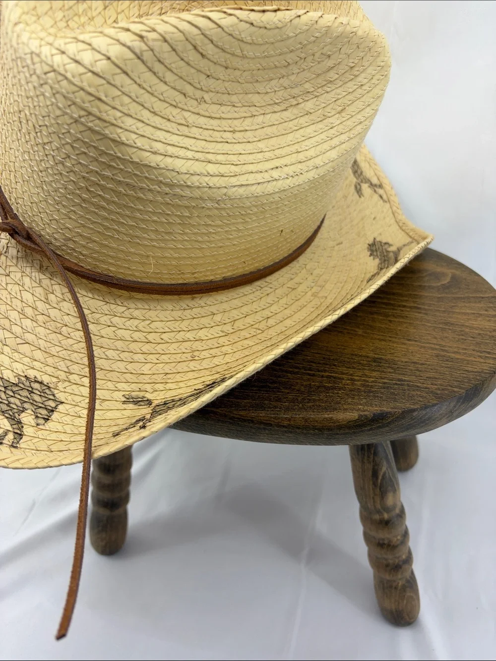 SunBody Kid's Signed Star and Horses Cattleman Straw Cowboy Hat Model #hgkc